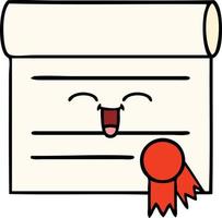 certificat de dessin animé mignon vecteur