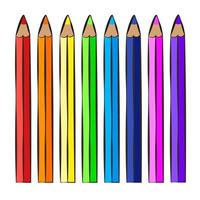 crayons de couleur, icône, style de dessin pour enfants. vecteur