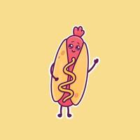 illustration vectorielle de dessin animé mignon hot-dog vecteur