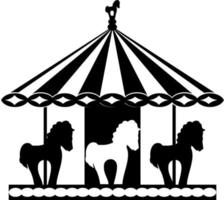 silhouette de carrousel noir et blanc vecteur