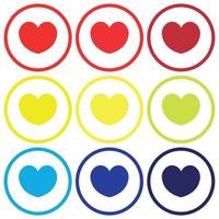 vecteur de série d'amour, vecteur d'amour avec 3 types de couleur rouge, jaune et bleu à l'intérieur du cercle. idéal pour la quintessence de l'affection pour quelqu'un.
