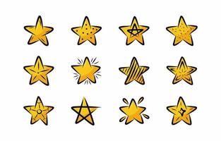 collection d'icônes dessinées à la main en forme d'étoile vecteur