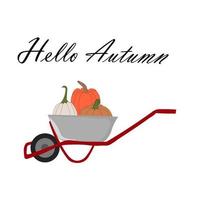 chariot plein de citrouilles. illustrations vectorielles de thanksgiving et halloween vecteur