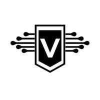 v concept de logo de lettre de cercle créatif. conception de lettre v. vecteur