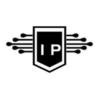 concept de logo de lettre de cercle créatif ip. conception de lettre ip. vecteur