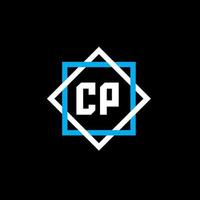 création de logo de lettre cp sur fond noir. concept de logo de lettre de cercle créatif cp. conception de lettre cp. vecteur