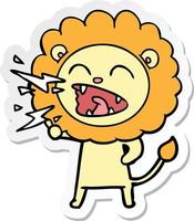 autocollant d'un lion rugissant de dessin animé vecteur