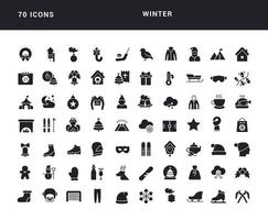 ensemble d'icônes simples de l'hiver vecteur