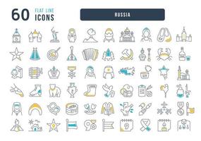 ensemble d'icônes linéaires de la russie vecteur
