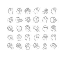 icônes de ligne vectorielle de la journée mondiale des tumeurs cérébrales vecteur