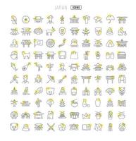 ensemble d'icônes linéaires du japon vecteur