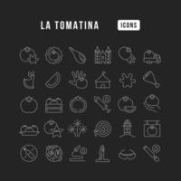 icônes de ligne vectorielle de la tomatina vecteur