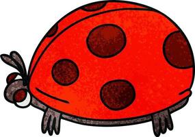 coccinelle de dessin animé dessiné à la main excentrique vecteur