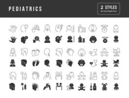 ensemble d'icônes simples de pédiatrie vecteur
