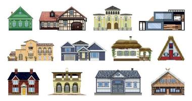 illustrations de maisons de styles différents vecteur