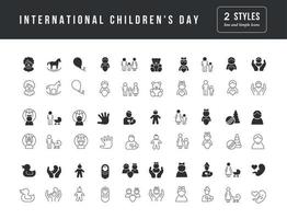 icônes vectorielles simples de la journée internationale des enfants vecteur