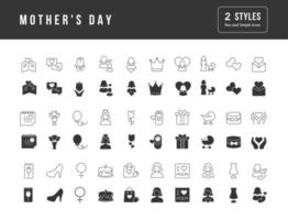 ensemble d'icônes simples de la fête des mères vecteur