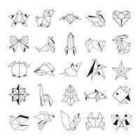 animaux en origami dans un style linéaire vecteur