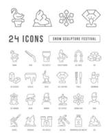 icônes de ligne vectorielle du festival de sculpture sur neige vecteur