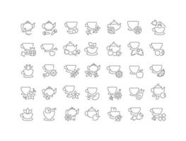 ensemble d'icônes linéaires de types de thé vecteur