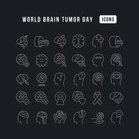 icônes de ligne vectorielle de la journée mondiale des tumeurs cérébrales vecteur