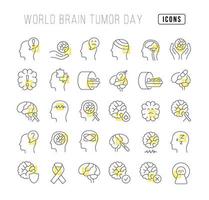 icônes de ligne vectorielle de la journée mondiale des tumeurs cérébrales vecteur