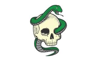 crâne et serpent vert avec étoile sur le fond. illustration vectorielle vecteur
