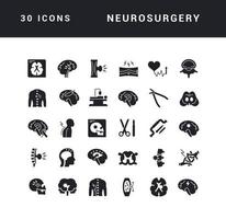 ensemble d'icônes simples de neurochirurgie vecteur