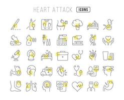 ensemble d'icônes linéaires de crise cardiaque vecteur