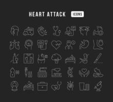 ensemble d'icônes linéaires de crise cardiaque vecteur