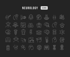 ensemble d'icônes linéaires de neurologie vecteur