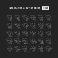 icônes de ligne vectorielle de la journée internationale du sport vecteur