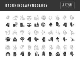ensemble d'icônes simples d'oto-rhino-laryngologie vecteur