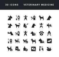 ensemble d'icônes simples de médecine vétérinaire vecteur