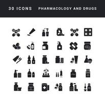 ensemble d'icônes simples de pharmacologie et de médicaments vecteur