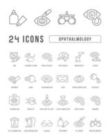 ensemble d'icônes linéaires d'ophtalmologie vecteur