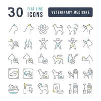ensemble d'icônes linéaires de médecine vétérinaire vecteur