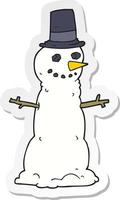 autocollant d'un bonhomme de neige dessin animé en chapeau haut de forme vecteur