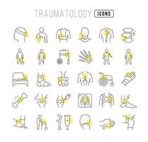 ensemble d'icônes linéaires de traumatologie vecteur