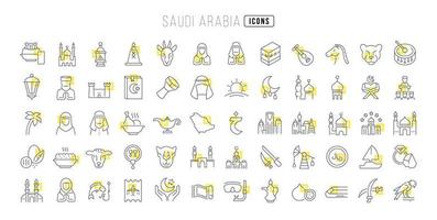 ensemble d'icônes linéaires de l'arabie saoudite vecteur