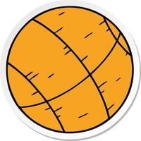 autocollant dessin animé doodle d'un ballon de basket vecteur