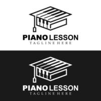 logo de symbole de leçon de piano, création de logo de chapeau de piano vecteur