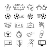 jeu d'icônes de ligne de football. inclus les icônes comme balle, joueur, live, sifflet, stade et plus encore. collection de symboles de football, illustrations de logo, croquis vectoriels signes de jeu de sport, championnat de football. vecteur