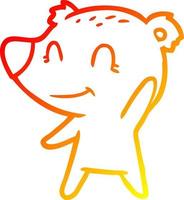 dessin de ligne de gradient chaud dessin animé ours amical vecteur