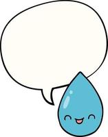 dessin animé mignon goutte de pluie et bulle de dialogue vecteur