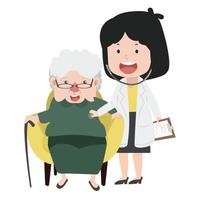bilan de santé des personnes âgées avec dessin animé médecin vecteur
