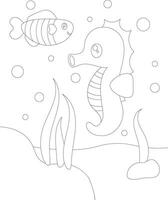 coloriages de poissons pour enfants et adultes vecteur