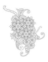 motif de fleur de mehndi pour le dessin au henné pour coloriage adulte vecteur