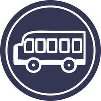 icône circulaire d'autobus scolaire vecteur