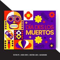 vecteur d'affiche dia des los muertos, avec sombrero, fleur, crâne, os isolés objets transparents